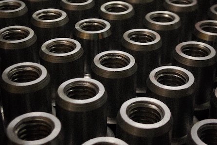 Bolts arranged on a table